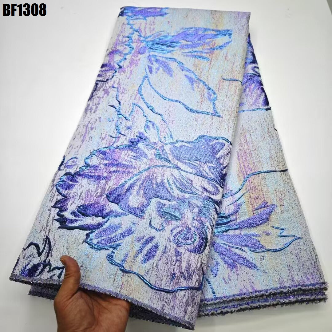 Brocade Fabric for sewing dresses, wedding dress, skirt and Blouse, also for sewing Men wears. 5 yards.