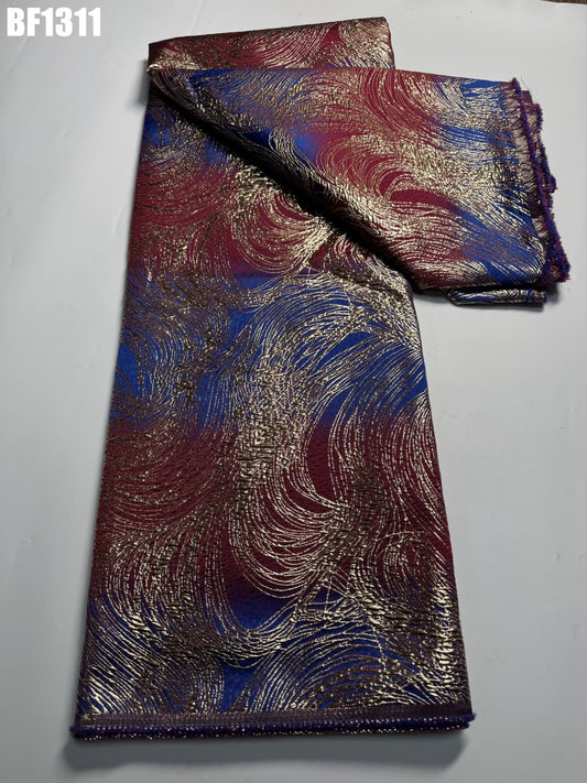 Brocade Fabric for sewing dresses, wedding dress, skirt and Blouse, also for sewing Men wears. 5 yards.