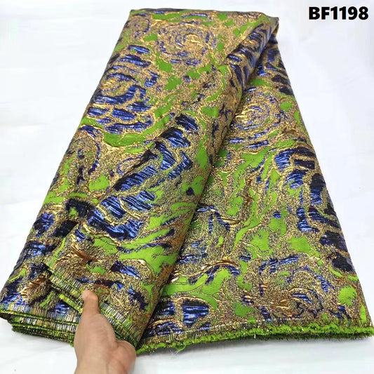 Brocade Fabric high quality metalic blue,green and gold colour. in 5 yards.