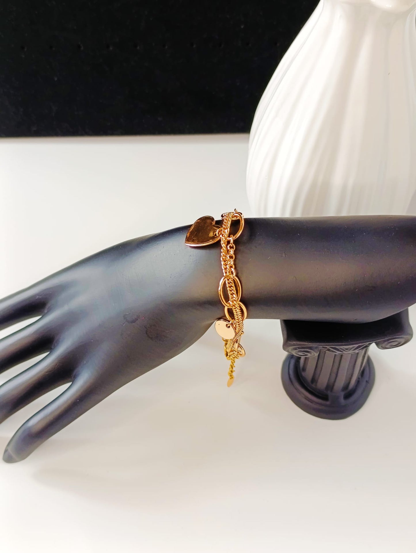 Love charm bracelet. Gold plated. Women jewelry. Gift for women. boho & hippie jewelry. chain bracelet.