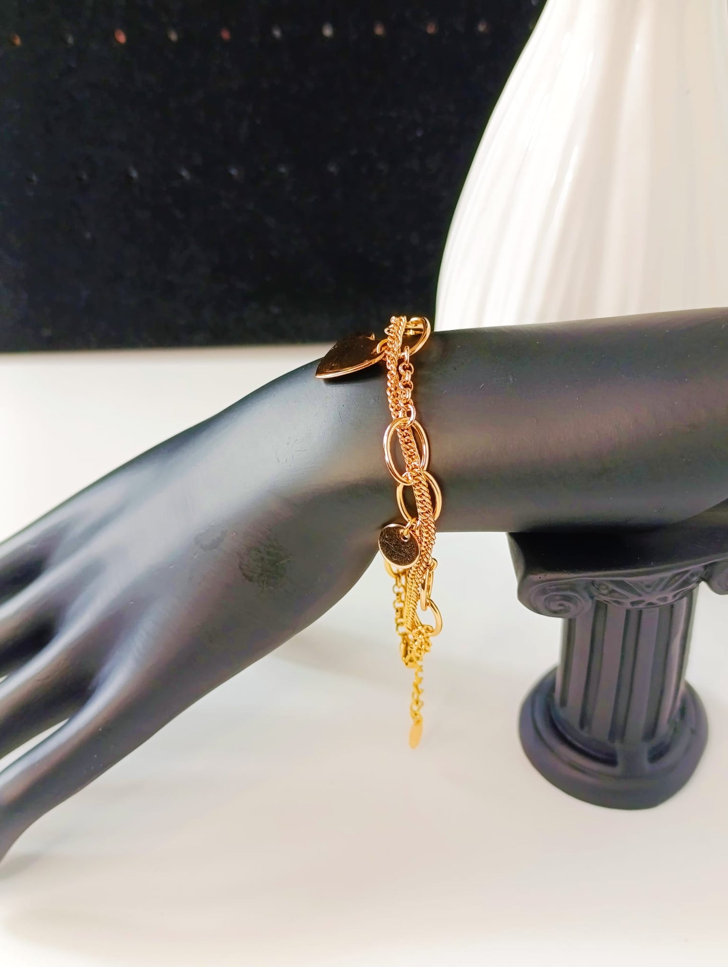 Love charm bracelet. Gold plated. Women jewelry. Gift for women. boho & hippie jewelry. chain bracelet.