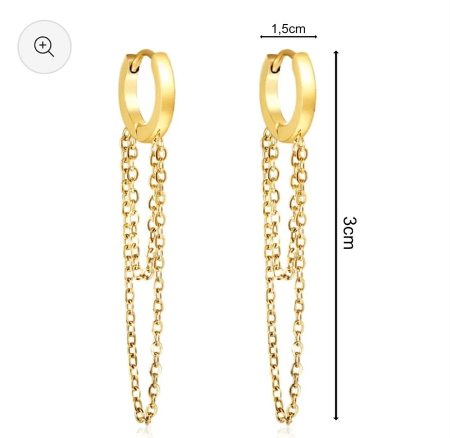 Drop/dangle earrings with two chains. Waterproof earrings, hypoallergenic, Non-Tarnish Jewelry, Minimalist.