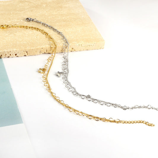 Double chain Anklet with A butterfly droplet
