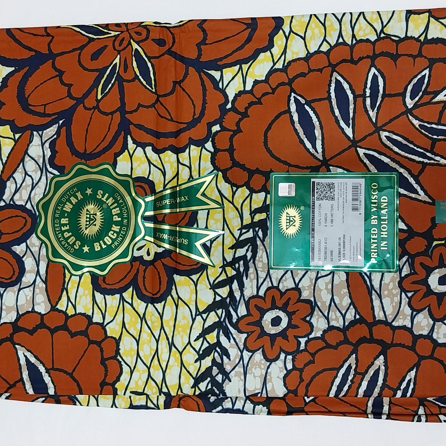 Hollandaise Vlisco. African Ankara Fabric, 100% cotton Fabric , 6 yards Ankara wax, Ankara Fabric, Great Quality Ankara Fabric, Guaranteed printed Wax.
