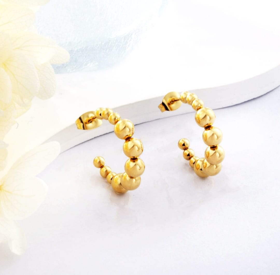 Waterproof earrings, half hoop, Gold Plated, Earrings, Hypoallergenic, Non-Tarnish, Jewelry, gifts for her, minimalist, Gifts,