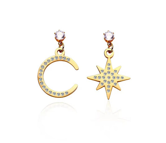 Star and Moon dangle earrings