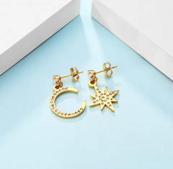 Star and Moon dangle earrings