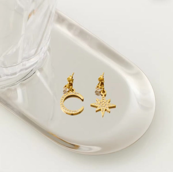 Star and Moon dangle earrings