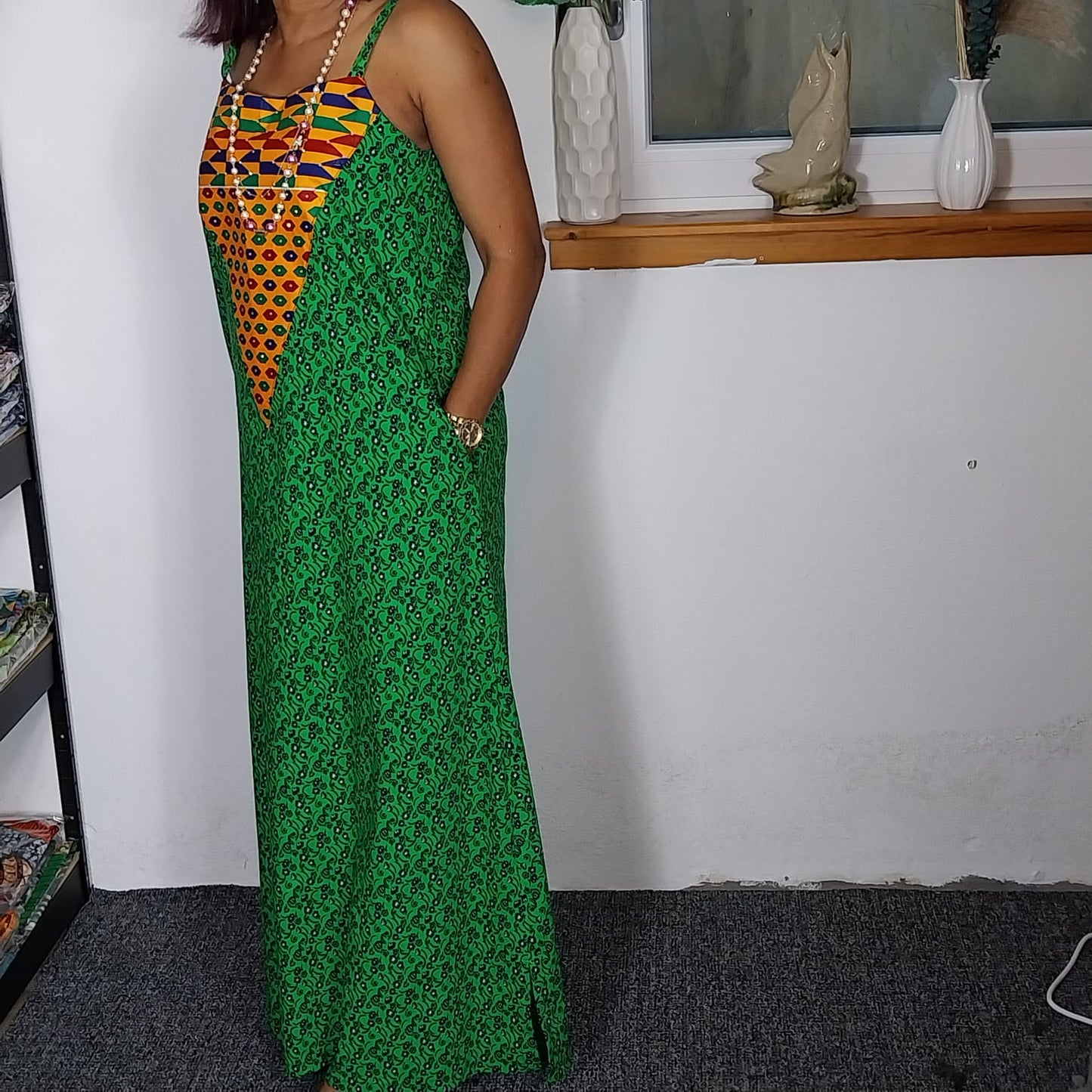 Ankara print dress, Ankara Bubu maxi dress, Ankara long dress, spaghetti maxi dress , Long Kaftan Dress. Long Bubu dress.Full-length dress