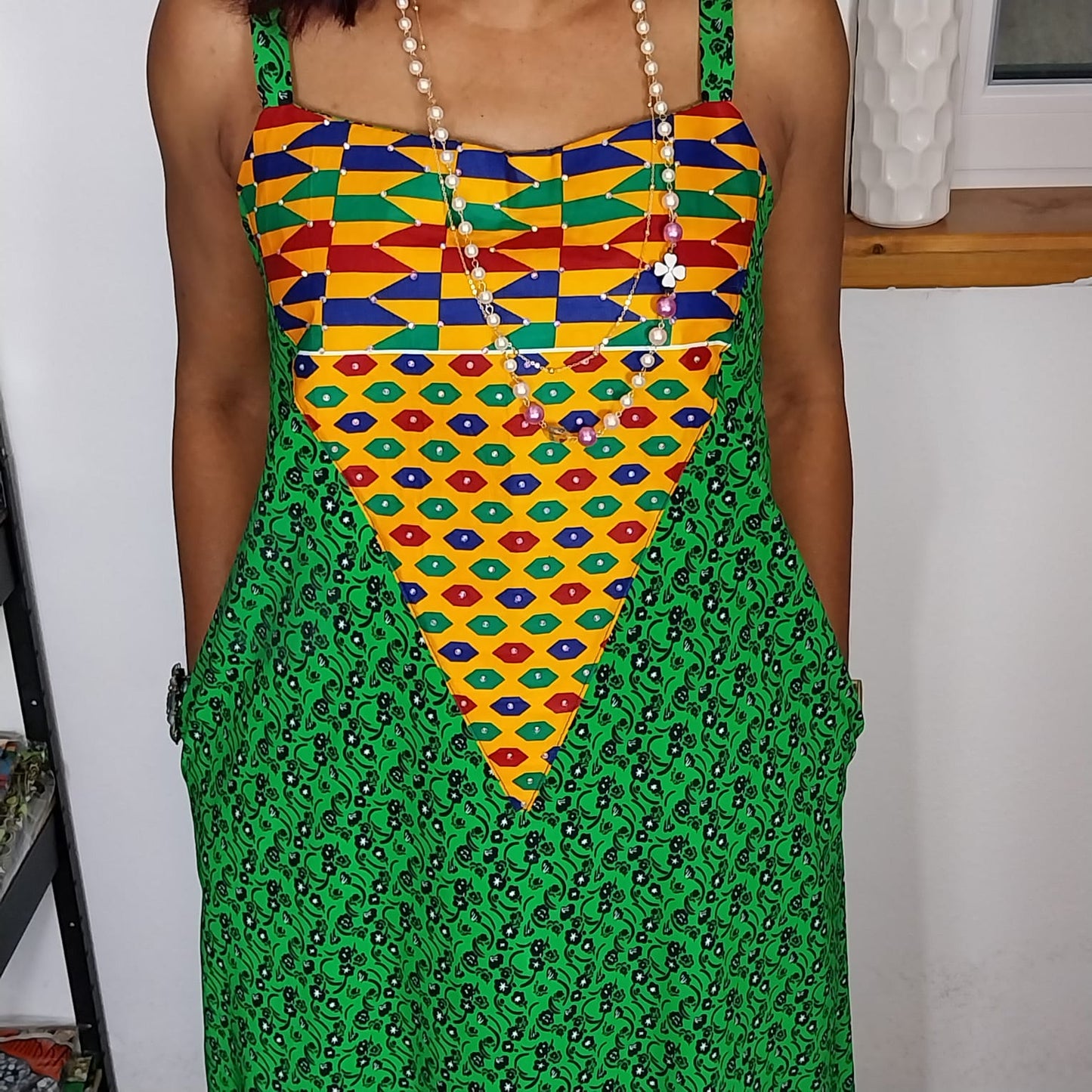 Ankara print dress, Ankara Bubu maxi dress, Ankara long dress, spaghetti maxi dress , Long Kaftan Dress. Long Bubu dress.Full-length dress