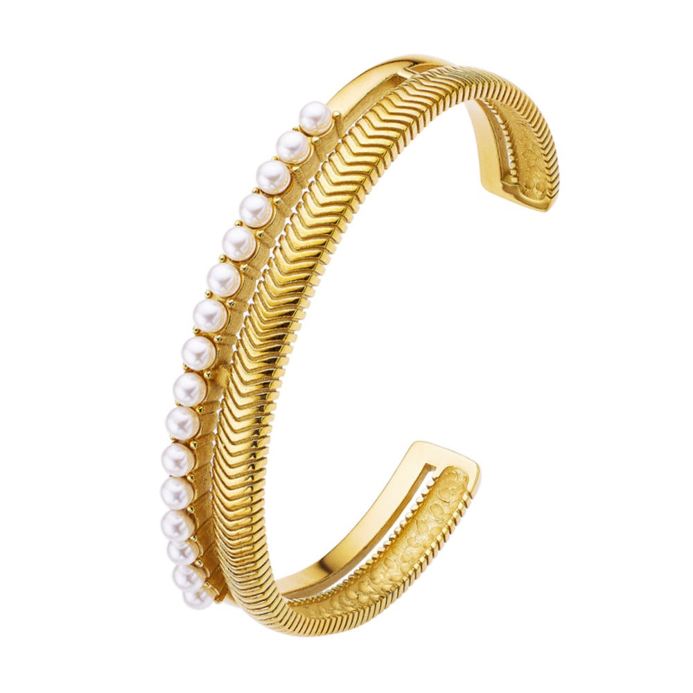 Half cuff bangle with stones