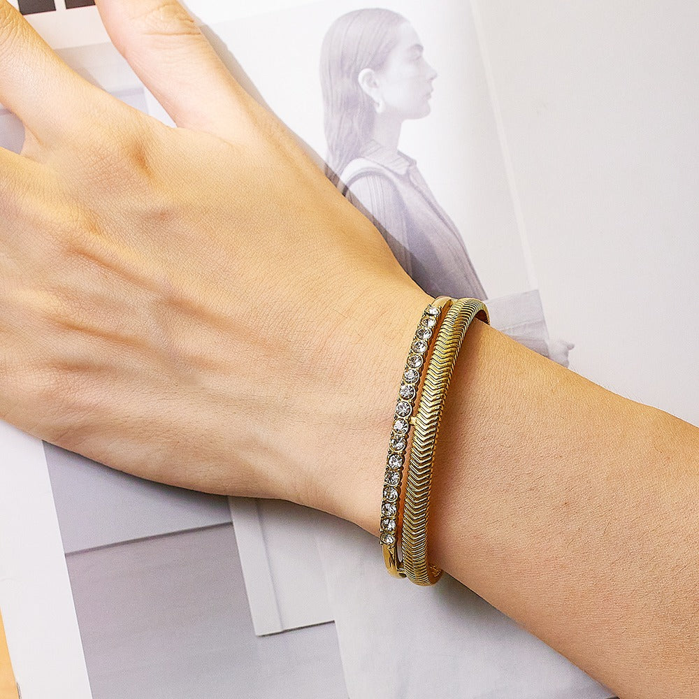Half cuff bangle with stones