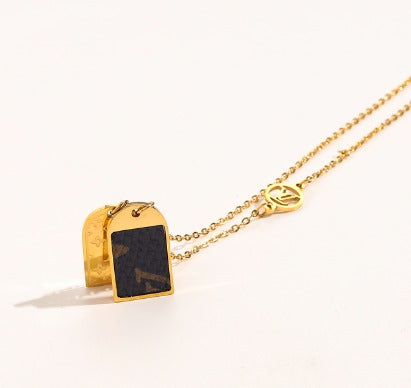 N-LV39. LV Stainless steel, Waterproof, Necklace, with 2 pendants.
