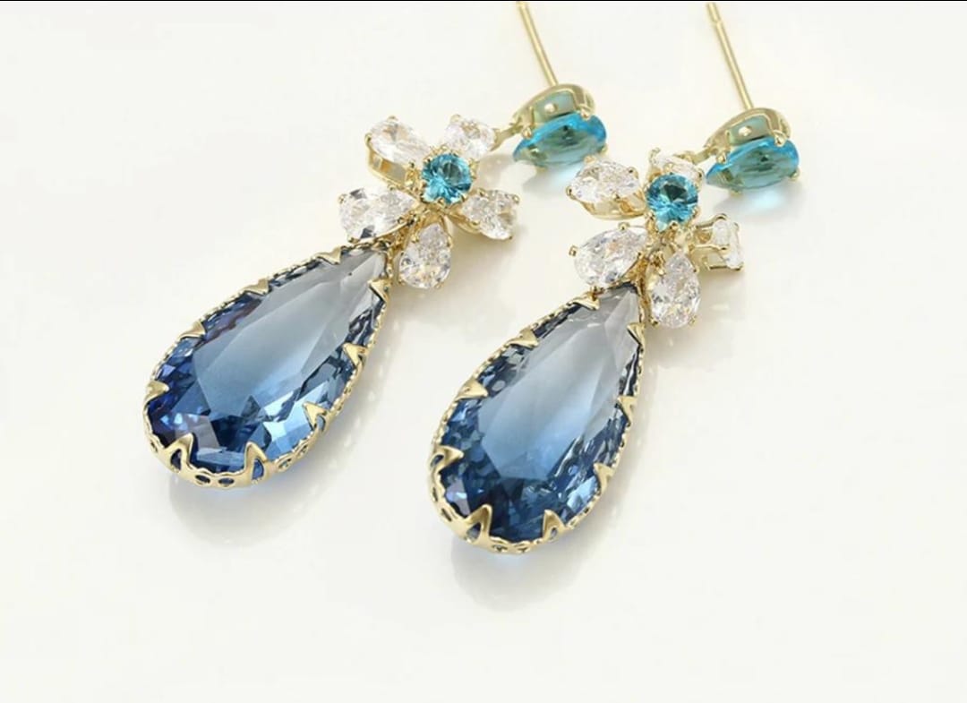 Dangle Earring, pink luxury, blue luxury, non-tarnish earrings, gifts for her, wedding, bridal earrings, 2024 bride, gifts, minimalist