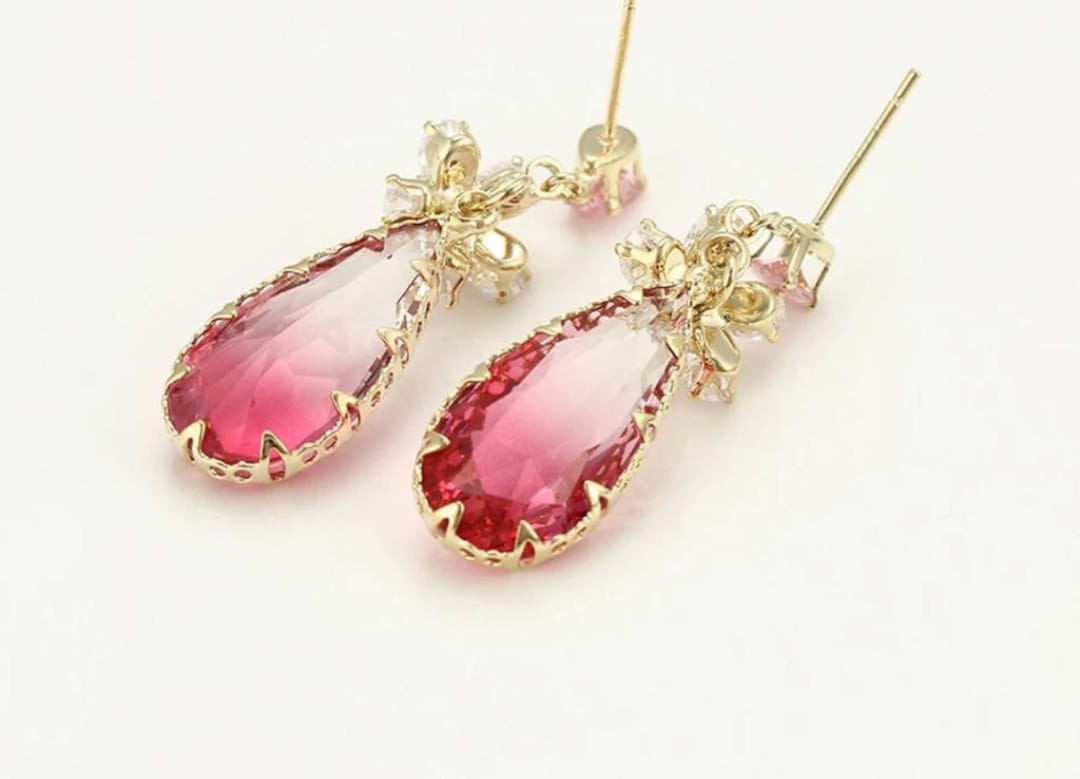 Dangle Earring, pink luxury, blue luxury, non-tarnish earrings, gifts for her, wedding, bridal earrings, 2024 bride, gifts, minimalist