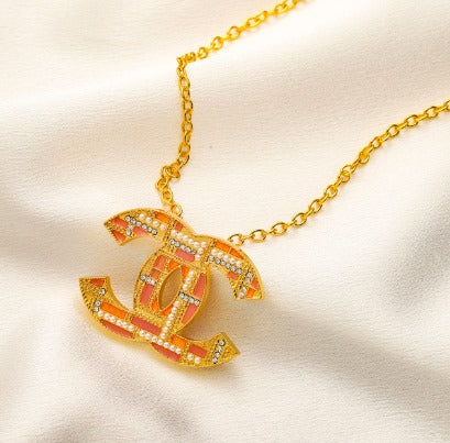 N-Chanel60. Long Chanel Necklace with pendant.Stainless steel, Waterproof, Necklace,