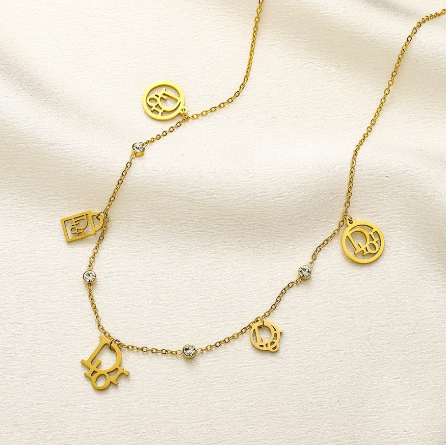 N-Dior29. Dior Stainless steel, Waterproof, Necklace,With dior charms