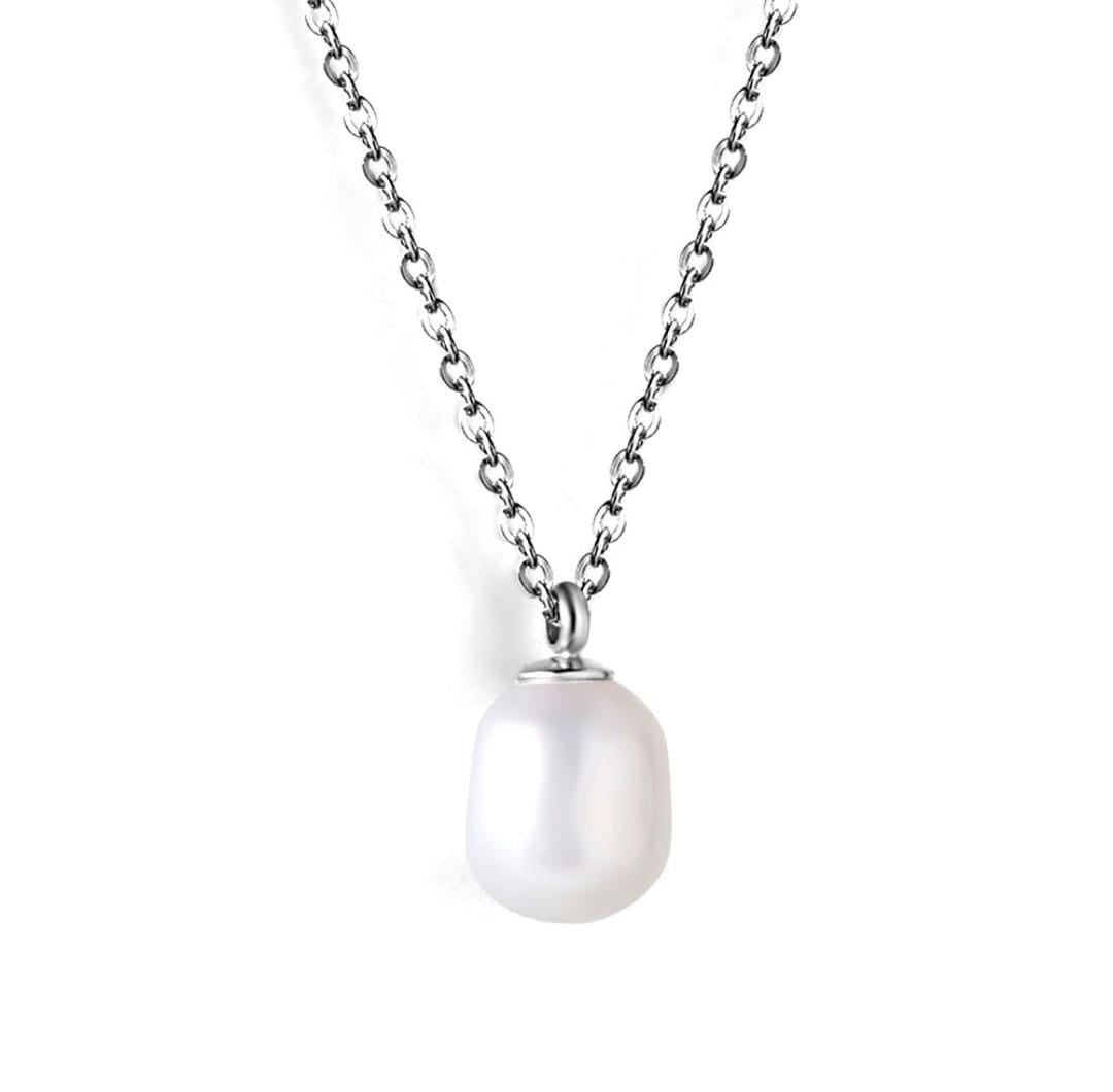 Necklace with pearl pendant.