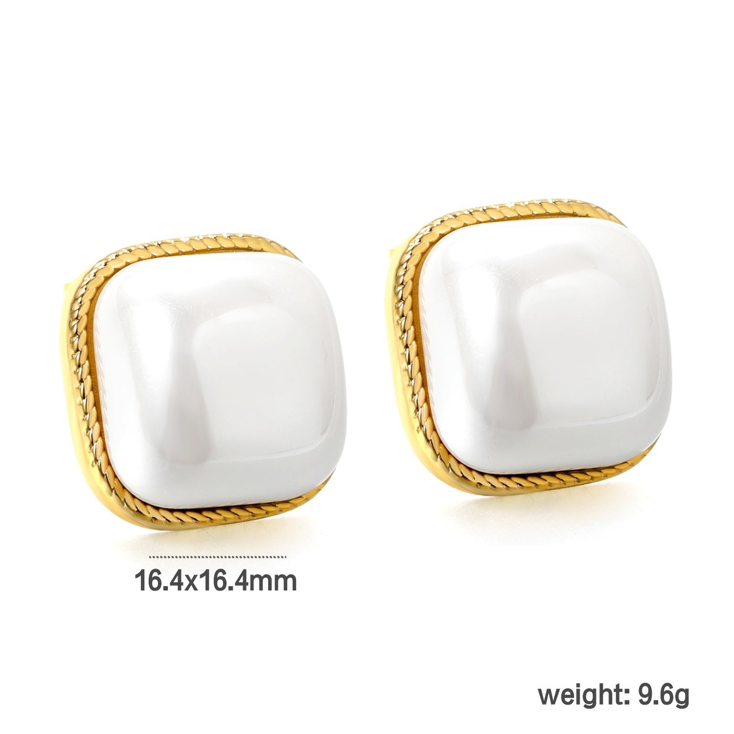Squared shaped pearl studs