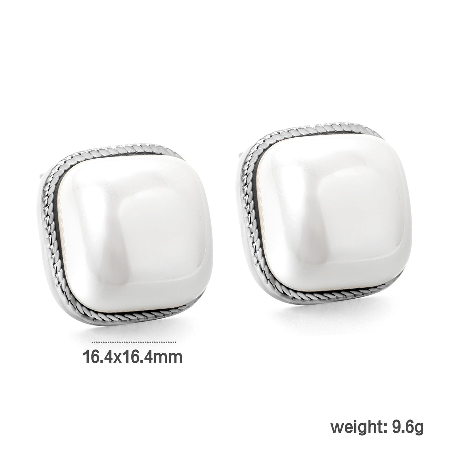 Squared shaped pearl studs