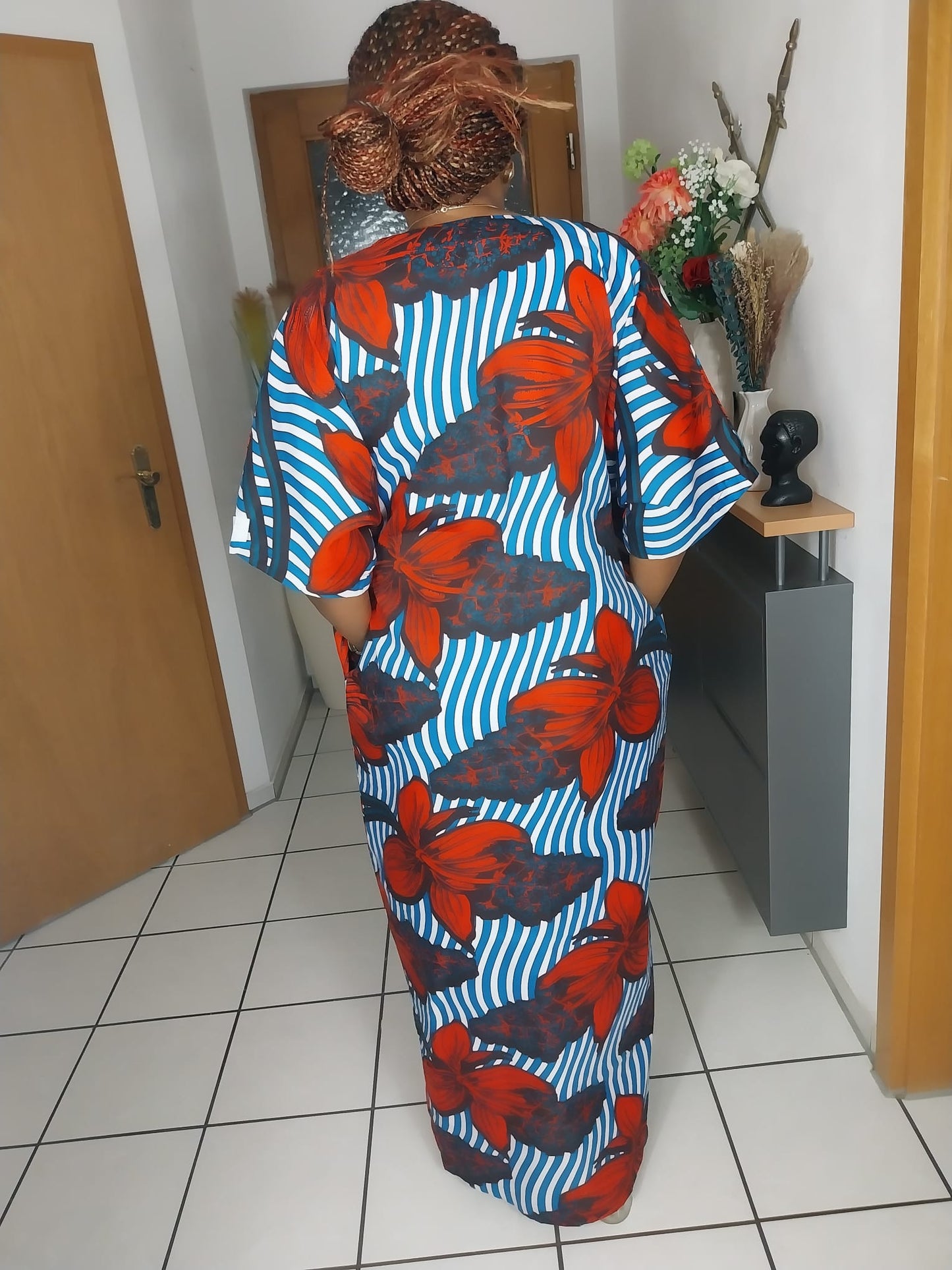 Red Cape maxi dress. Bubu/Kaftan. Ankara Print dress. Ankara bubu. Dress for women