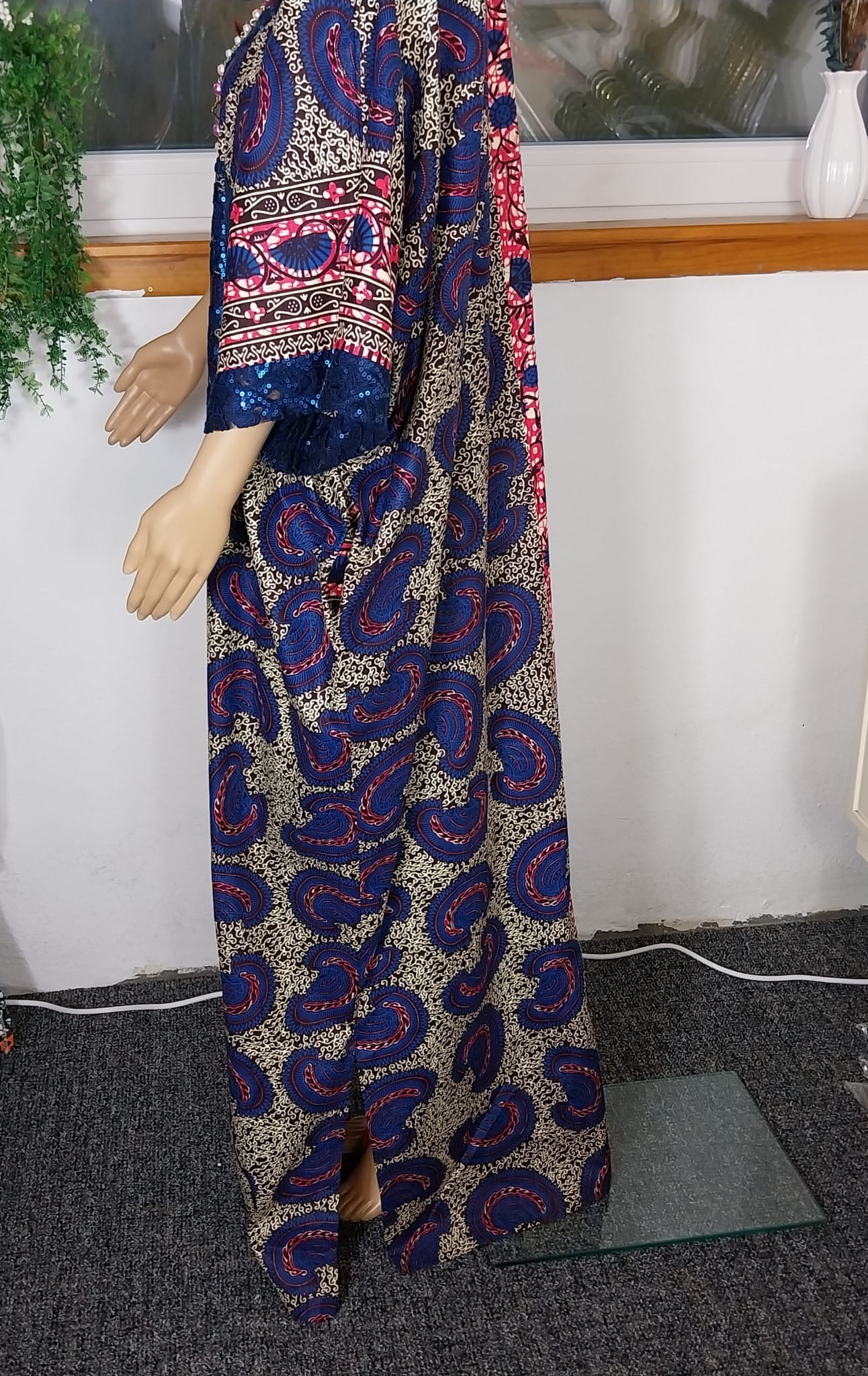 Long Ankara Bubu, Kaftan, dress with Head-Tie. Full dress length. Ankara Maxi Kaftan. Ankara maxi bubu dress. Maxi dress. Ankara sequence. Combo Ankara Bubu
