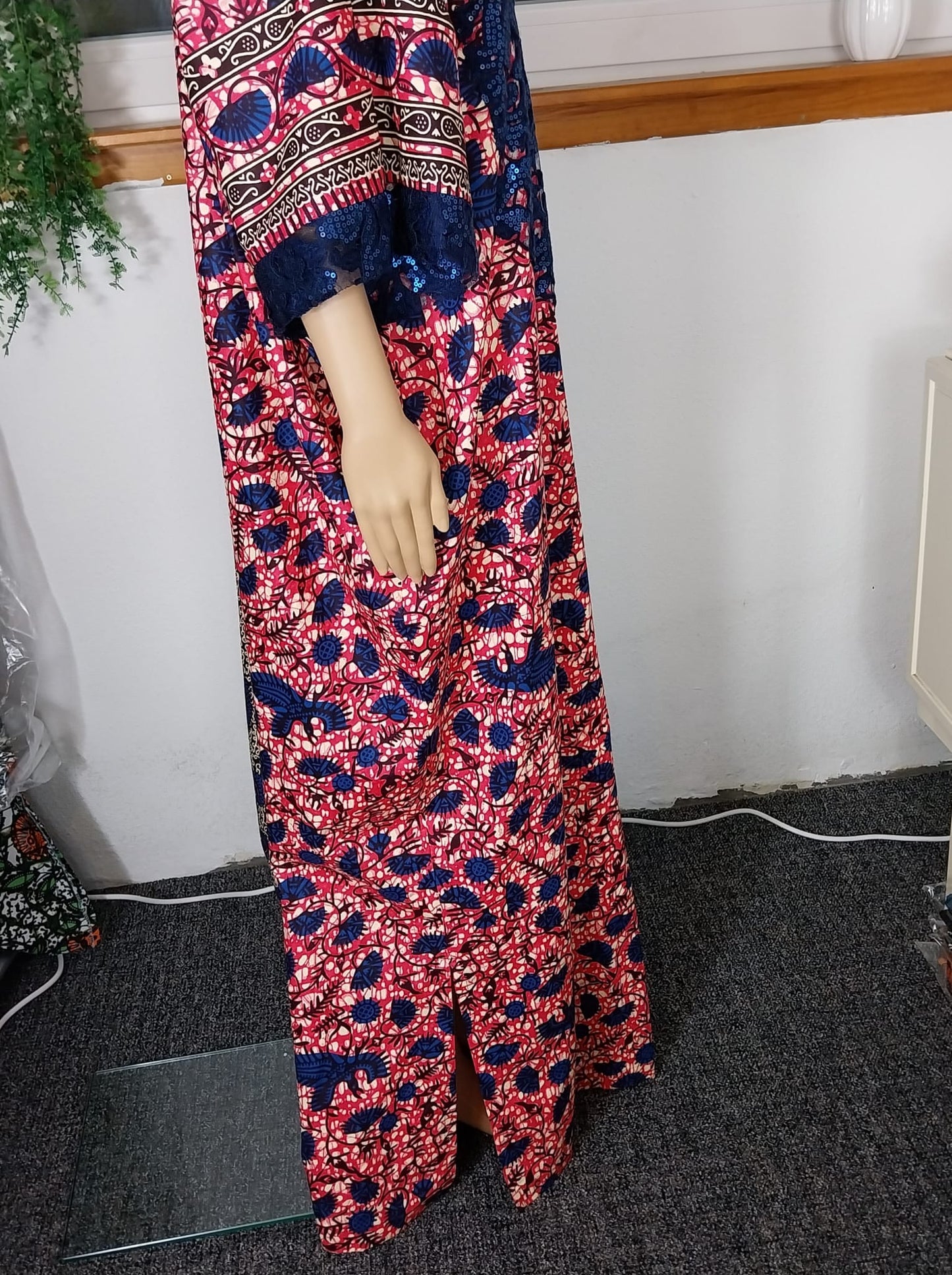 Long Ankara Bubu, Kaftan, dress with Head-Tie. Full dress length. Ankara Maxi Kaftan. Ankara maxi bubu dress. Maxi dress. Ankara sequence. Combo Ankara Bubu