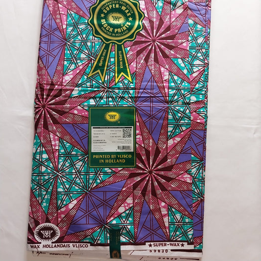 Hollandais vlisco super wax, African Ankara Fabric, 100% cotton Fabric , 6 yards Ankara wax, Ankara Fabric, Great Quality Ankara Fabric, Guaranteed printed Wax.