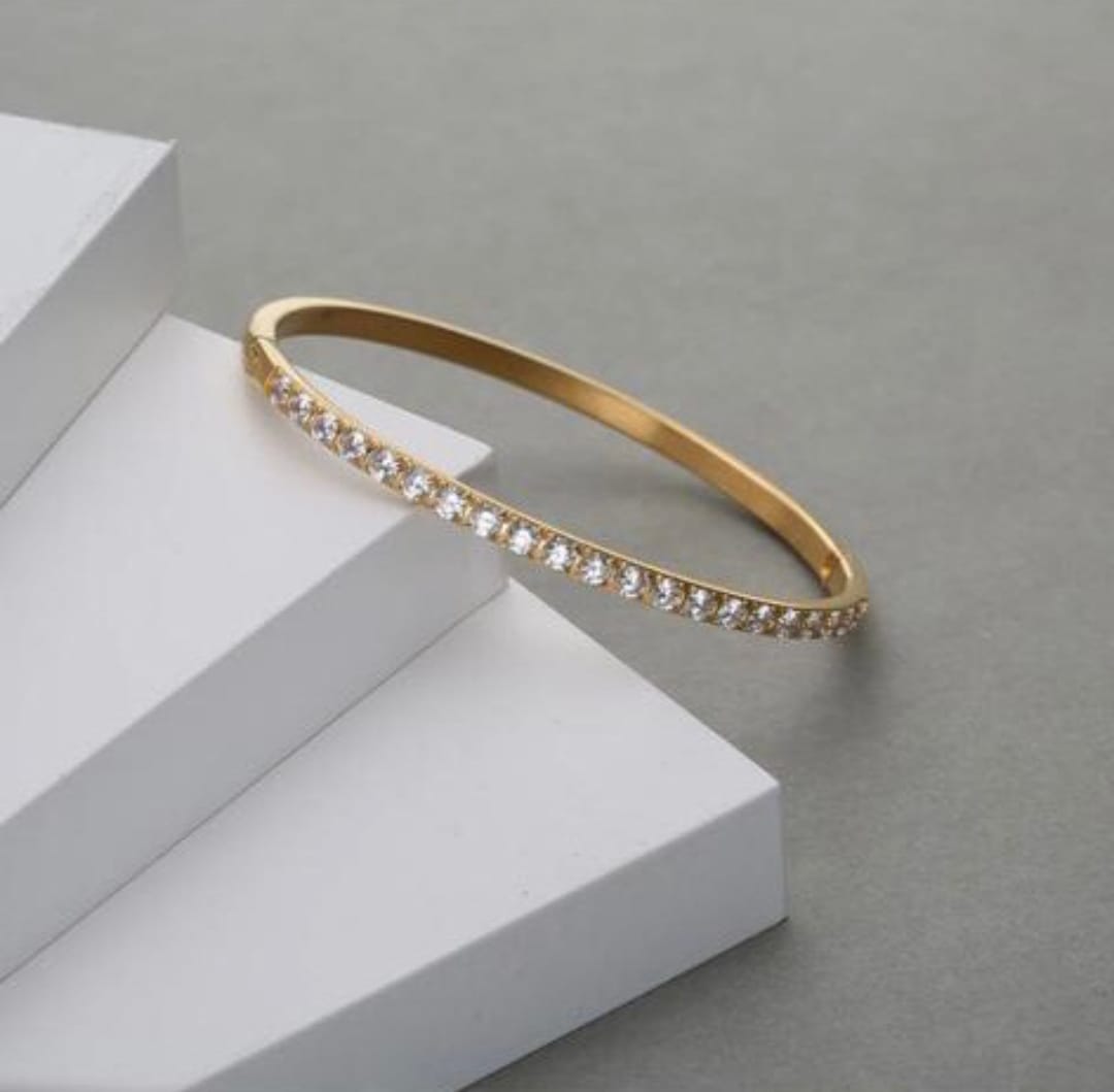 Gold-plated bangle, 18K goldplated, stainless steel bangle, waterproof, Non-Tarnish, gifts for her, gifts, zircon stones bracelet, bridal