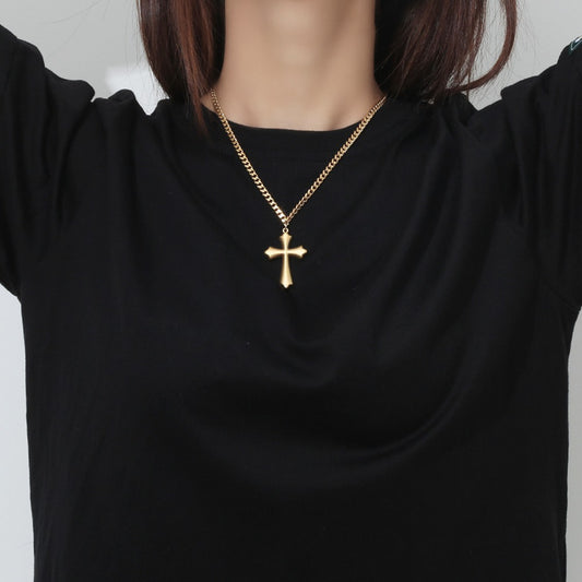 Big chain necklace with cross pendant. UNISEX
