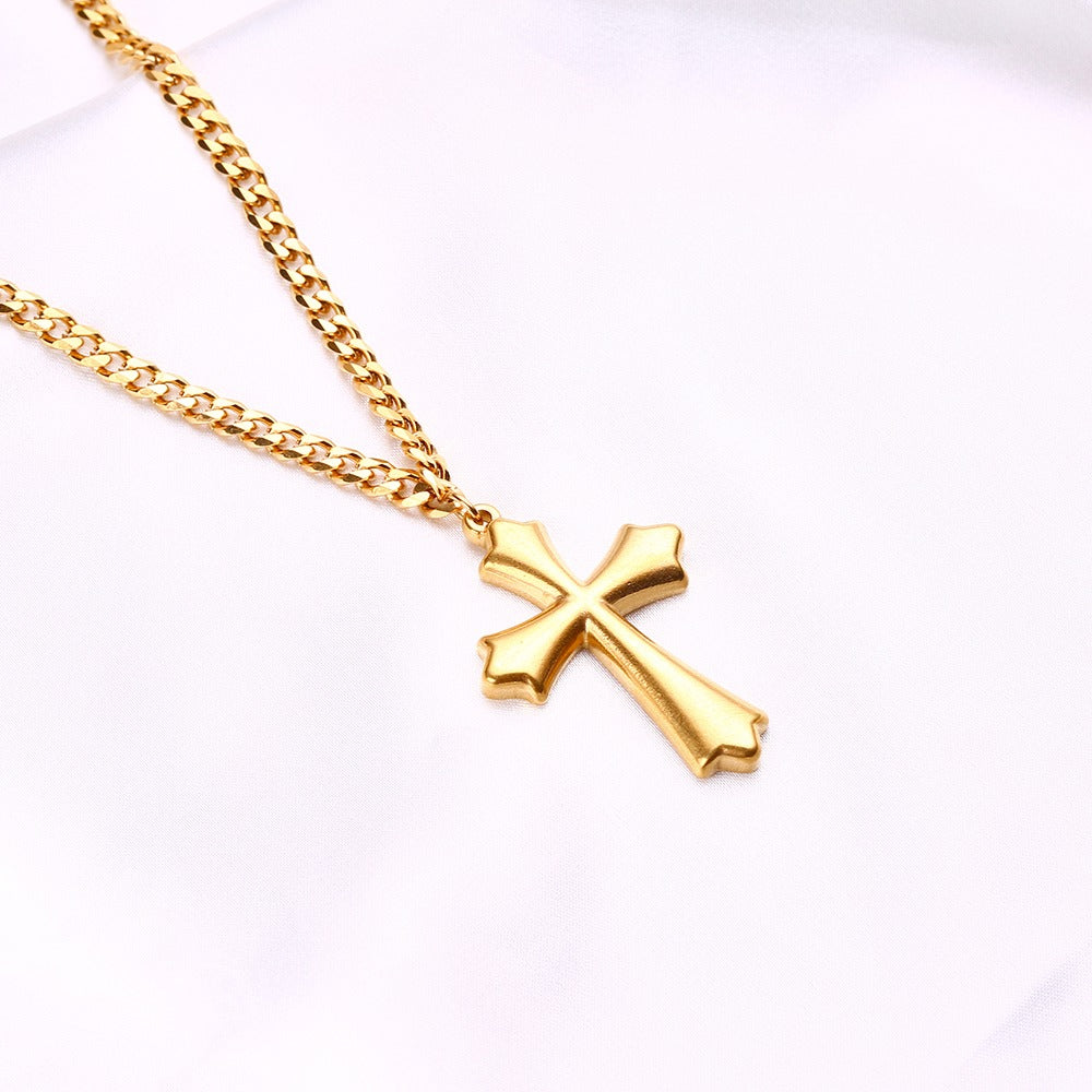 Big chain necklace with cross pendant. UNISEX