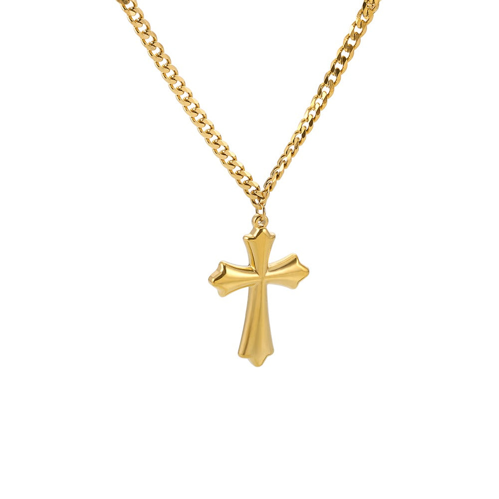 Big chain necklace with cross pendant. UNISEX