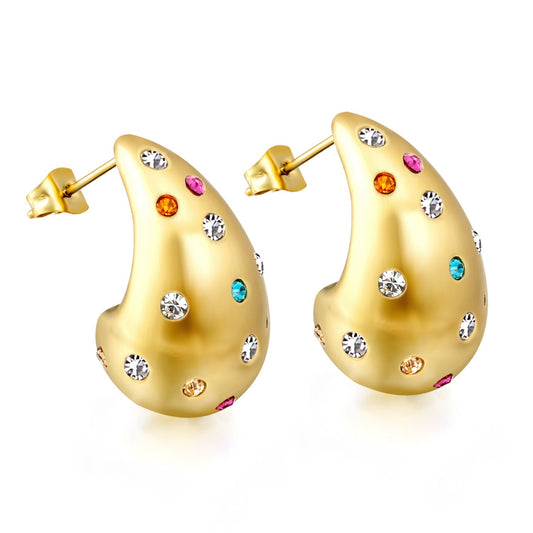 Tear drops earring with different color stones.
