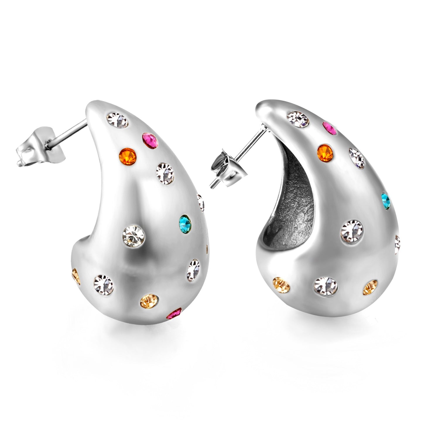 Tear drops earring with different color stones.