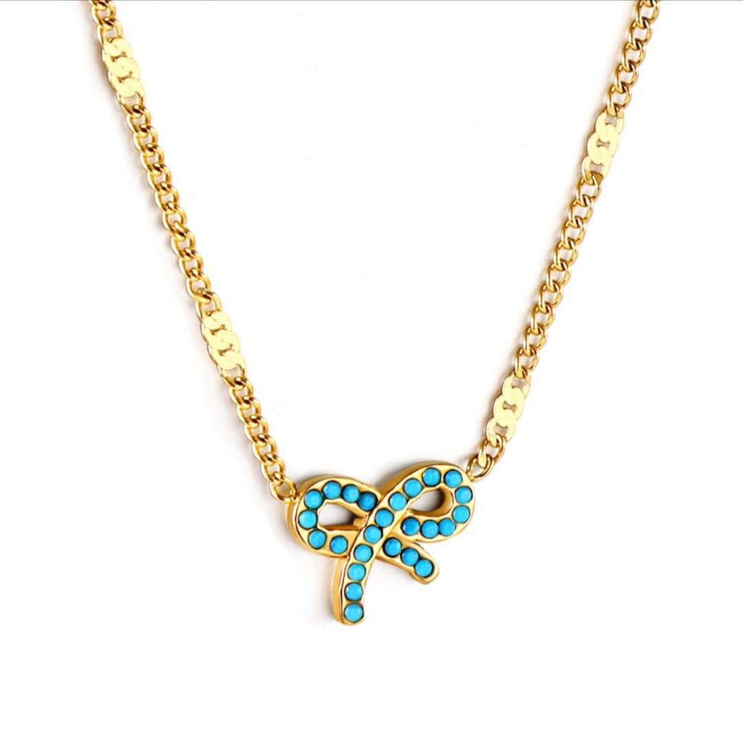 Necklace with blue infinity pendant, Gold necklace, silver necklace, waterproof necklace, Pendant necklace, stainless steel, 18k gold, gift for her, Halskette, Kette, Hypoallergenic
