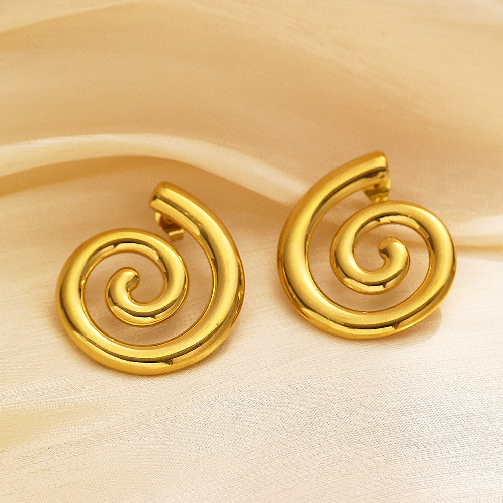 Gold Curly shaped bold studs earrings
