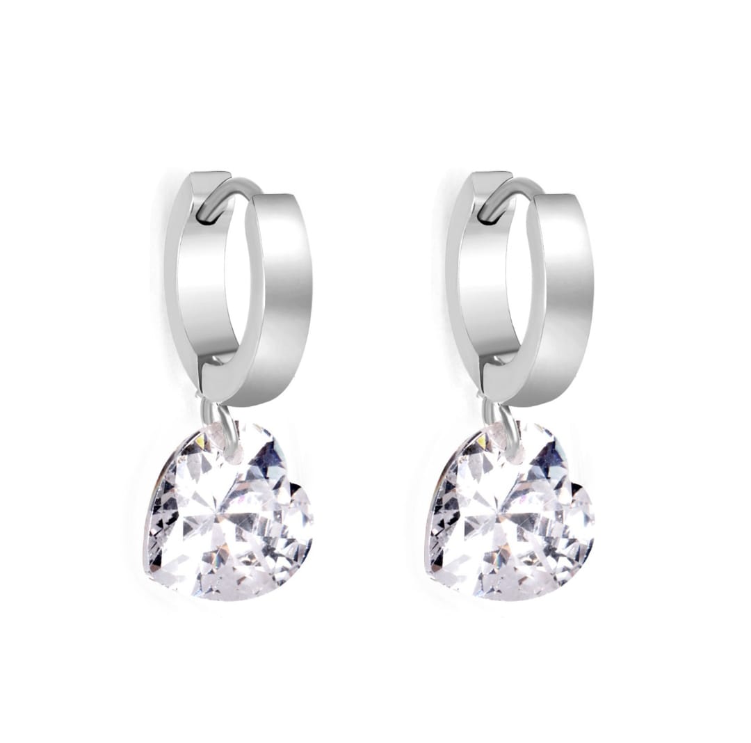 Earrings with love crystal. Waterproof earrings, hypoallergenic, Non-Tarnish Jewelry, Minimalist.
