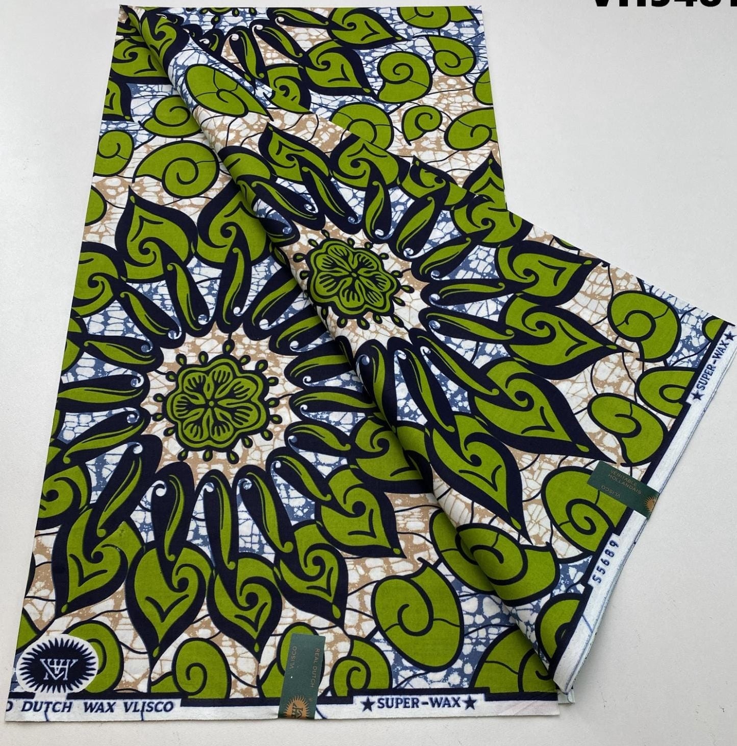 Hollandaise Vlisco. African Ankara Fabric, 100% cotton Fabric , 6 yards Ankara wax, Ankara Fabric, Great Quality Ankara Fabric, Guaranteed printed Wax.
