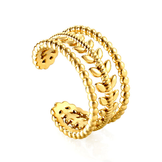 Ring with leave design all over