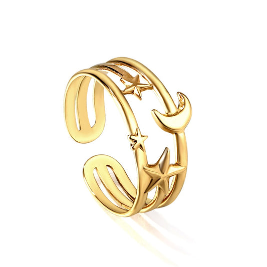 Ring with star and moon design