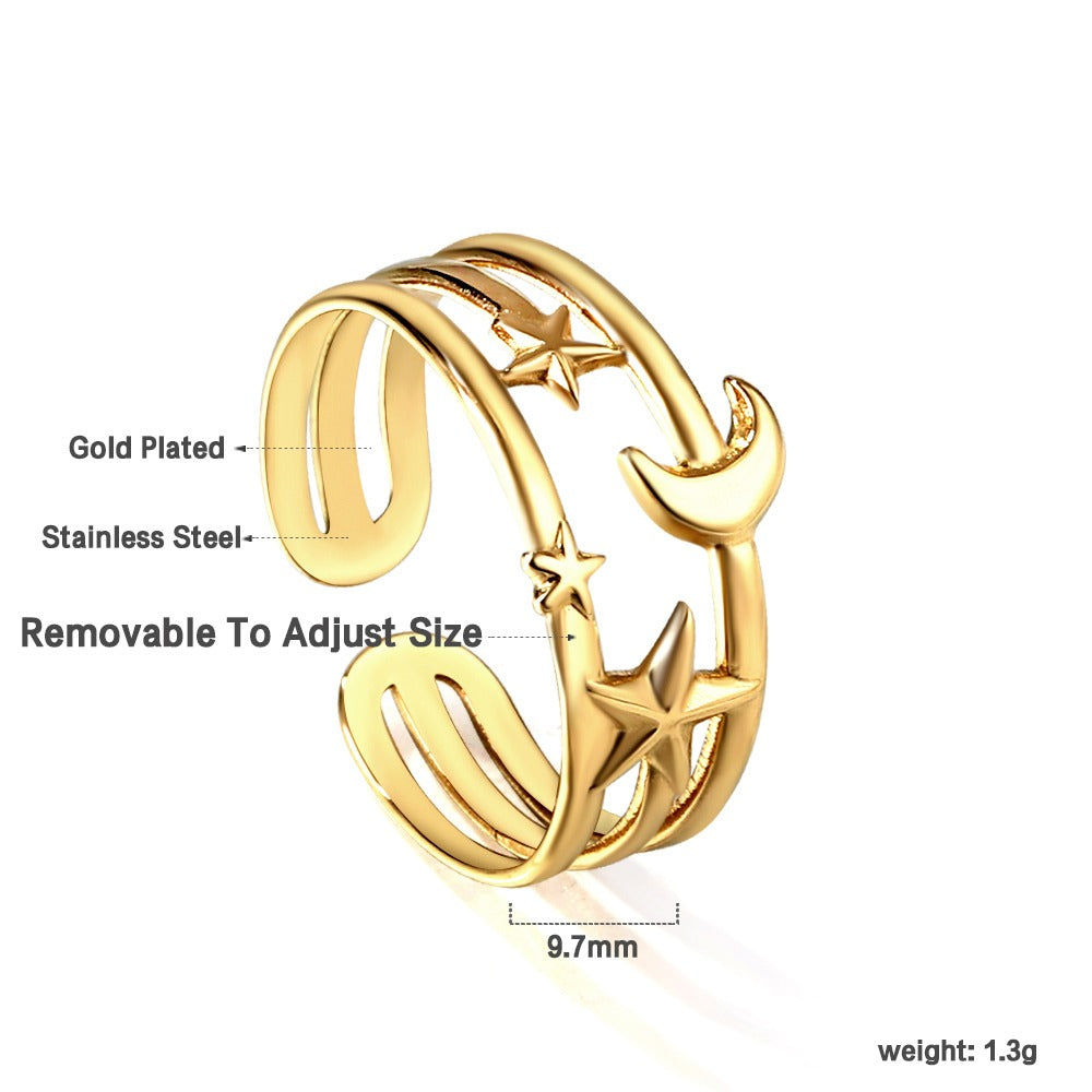 Ring with star and moon design