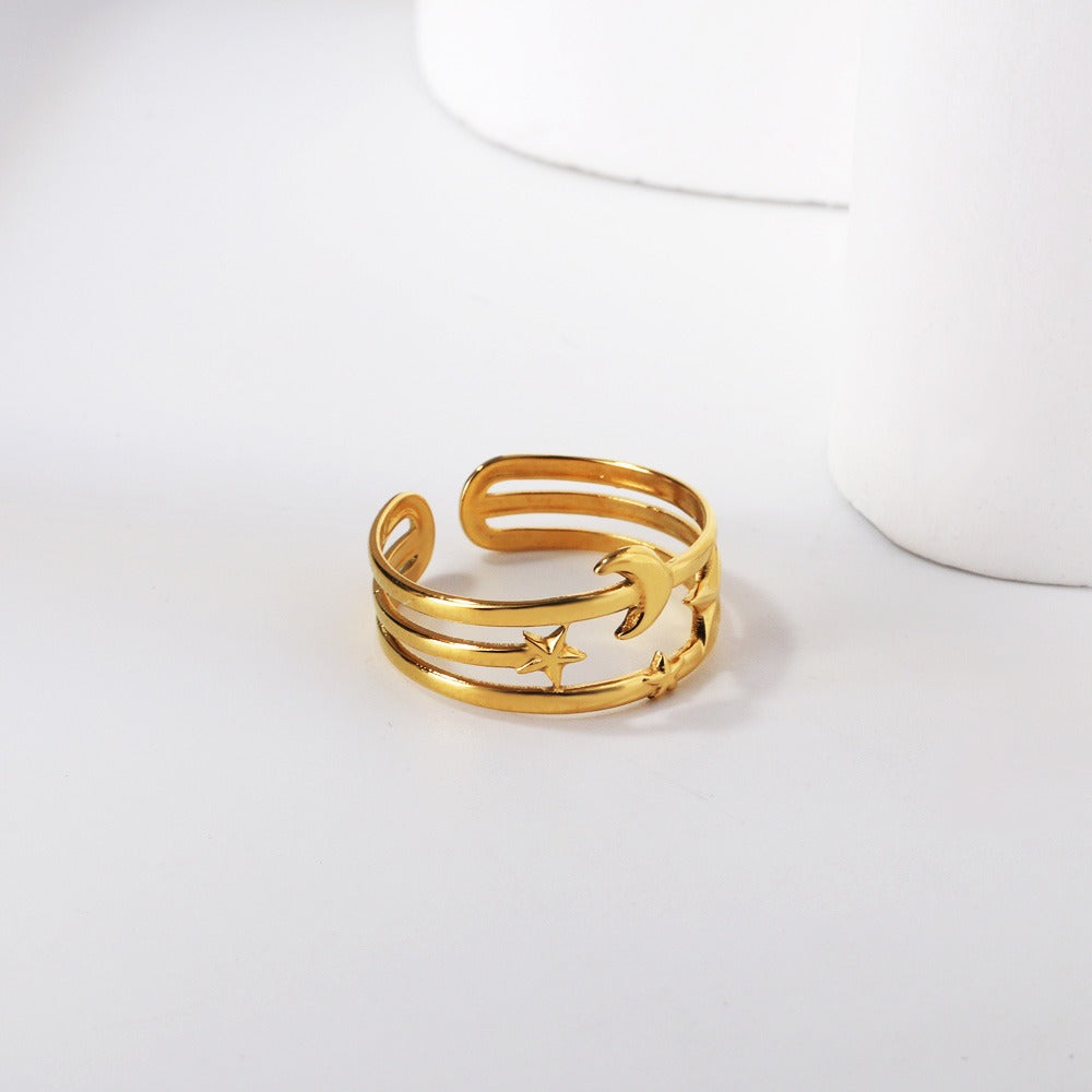 Ring with star and moon design