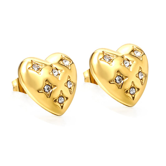 Heart shaped studs with stones