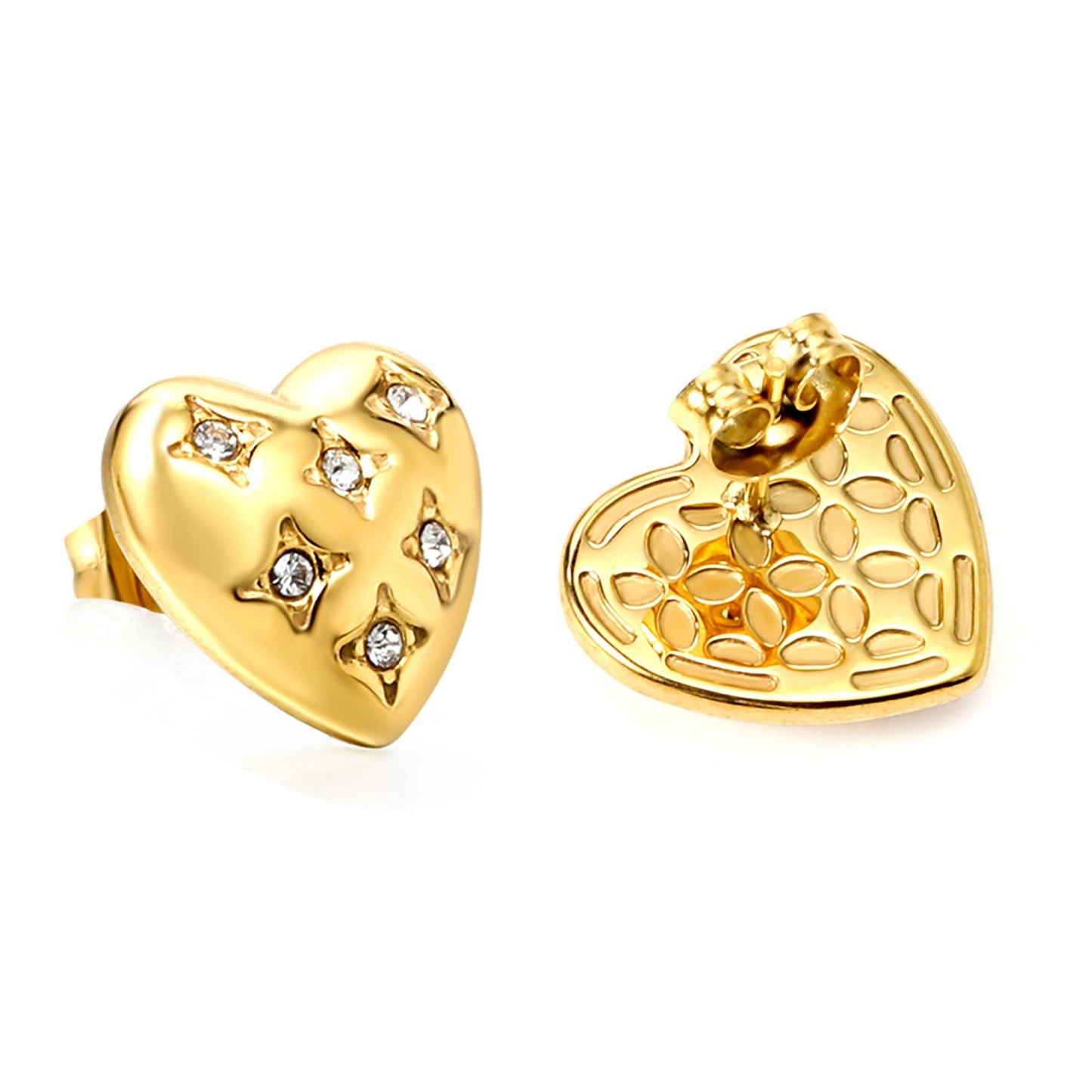Heart shaped studs with stones
