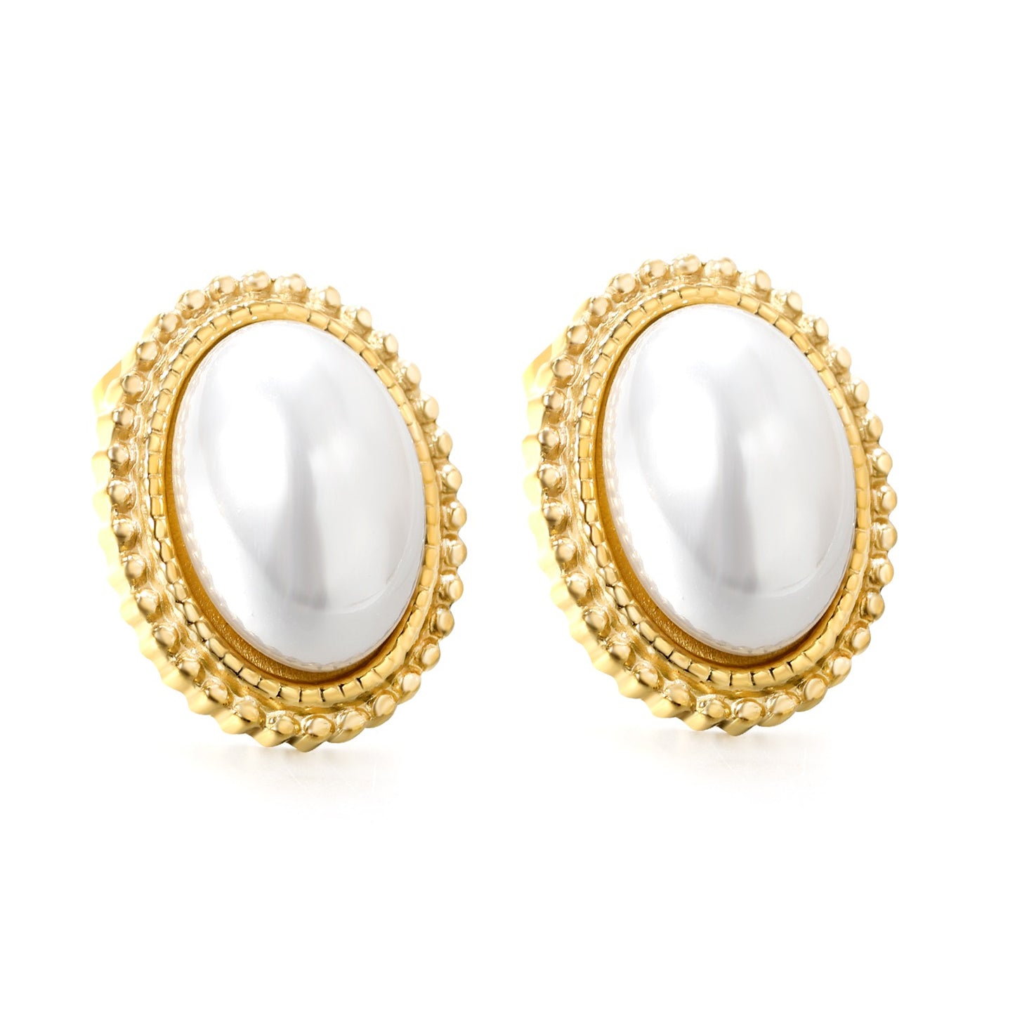 Oblong shaped pearl studs