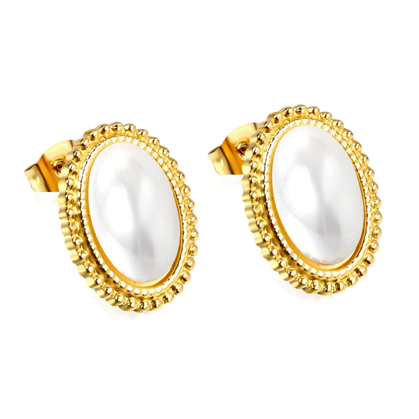 Oblong shaped pearl studs
