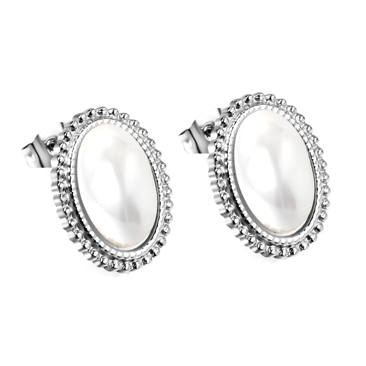 Oblong shaped pearl studs