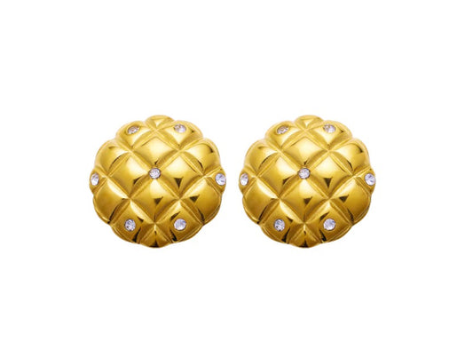 Cirlce pineapple shaped big stud with stones