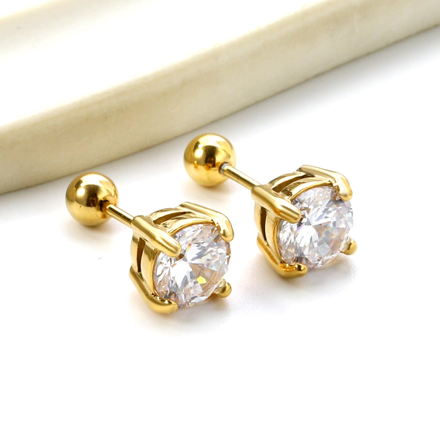 Screw studs with crystal stones on them