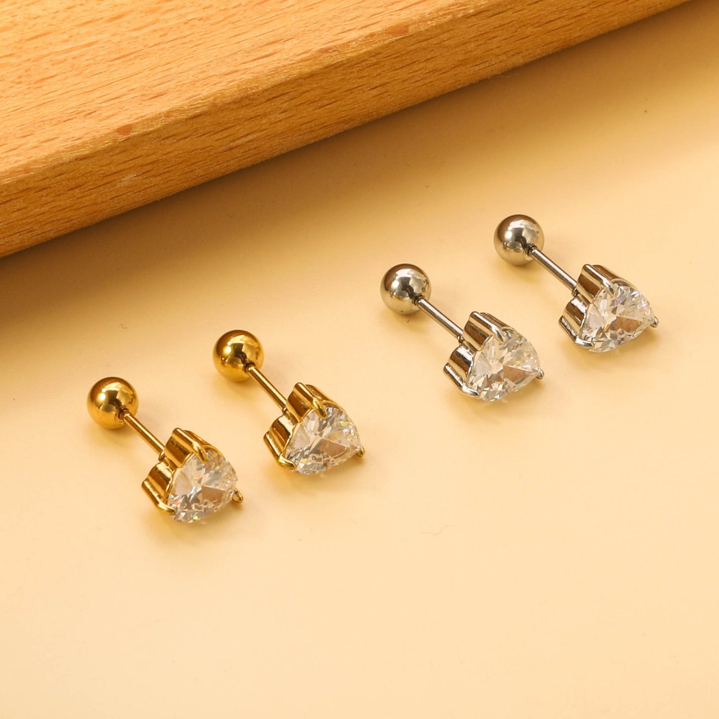 Screw studs with crystal stones on them